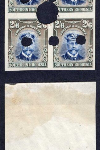 Southern Rhodesia SG13 2/6 Admiral Plate Proof Block