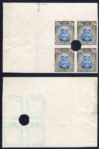 Southern Rhodesia SG13 2/6 Admiral Plate Proof Corner Block