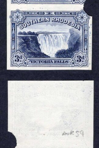 Southern Rhodesia SG30 3d Victoria Falls Plate Proof Pair