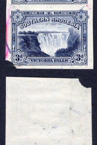 Southern Rhodesia SG30 3d Victoria Falls Plate Proof Pair