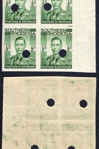 Southern Rhodesia SG40 1/2d KGVI Proof Block of Four