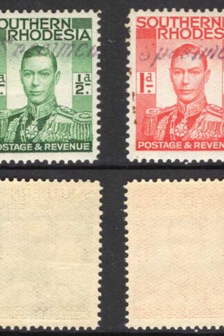 Southern Rhodesia 1/2d and 1d ex booklets handstamped SPECIMEN U/M RARE