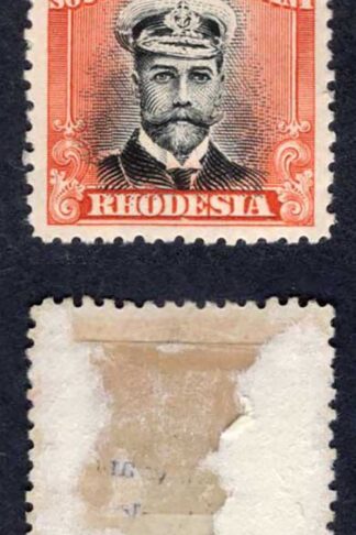 Rhodesia SG224 4d Black and Red-orange (paper adherence on reverse) Cat 42