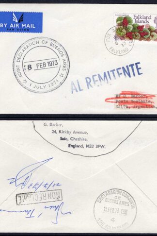 Falkland Is 1973 Joint Declaration of Buenos Aires cover