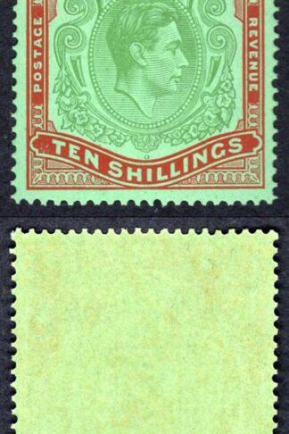 Bermuda SG119c 10/- Yellowish green and Deep carmine-red/green U/M Cat 70 pounds