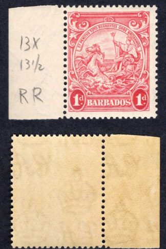 Barbados SG249 1d Scarlet Perf 13.5 x 13 SUPERB U/M Cat 275 pounds