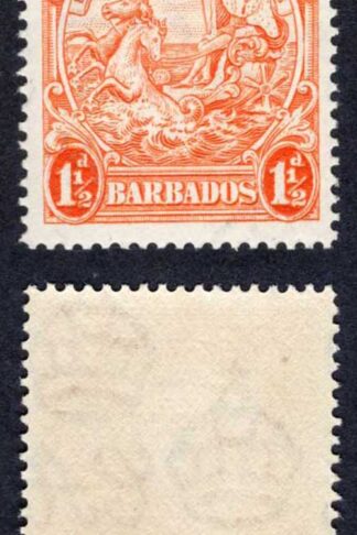 Barbados SG250a 1 1/2d Orange Perf 14 SUPERB U/M Cat 10 pounds