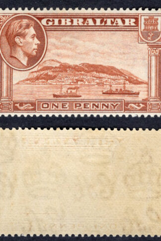 Gibraltar SG122a 1d Yellow brown Perf 13.5 SUPERB U/M Cat 32 pounds