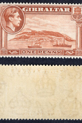 Gibraltar SG122 1d Yellow brown Perf 14 SUPERB U/M Cat 32 pounds