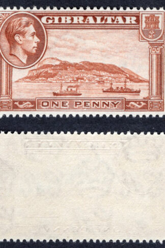 Gibraltar SG122d 1d Red brown Perf 13 SUPERB U/M Cat 6 pounds