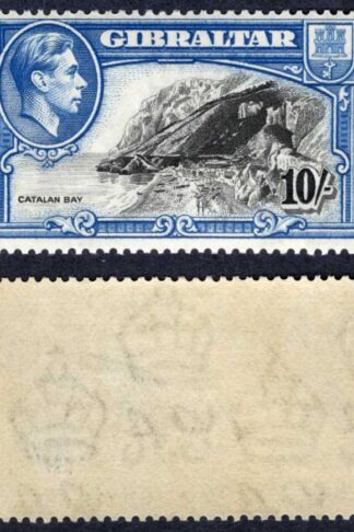Gibraltar SG130 10/- Perf 14 SUPERB U/M Cat 75 pounds