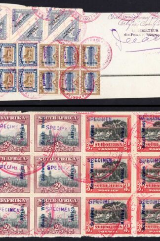 South West Africa SG49s/55Bs Pictorial Set and 4d in block of 6 opt SPECIMEN