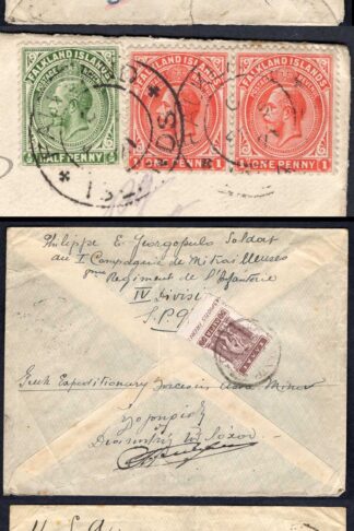 Falkland Islands 1921 returned cover to Greece AND the Companion Cover RARE