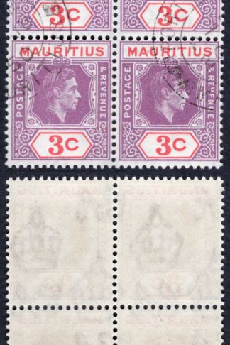 Mauritius SG253d 3c deep purple and carmine CTO Port Louis 30 JU 50 Cat 16++