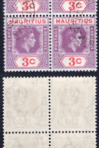 Mauritius SG253d 3c deep purple and carmine CTO Port Louis 30 JU 50 Cat 16++