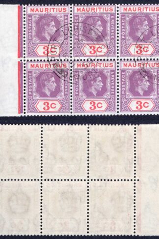 Mauritius SG253d 3c deep purple and carmine CTO Port Louis 30 JU 50 Cat 24++