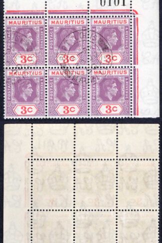 Mauritius SG253d 3c deep purple and carmine CTO Port Louis 30 JU 50 Cat 24++