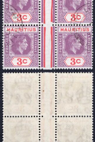 Mauritius SG253d 3c deep purple and carmine CTO Port Louis 30 JU 50 Cat 16++