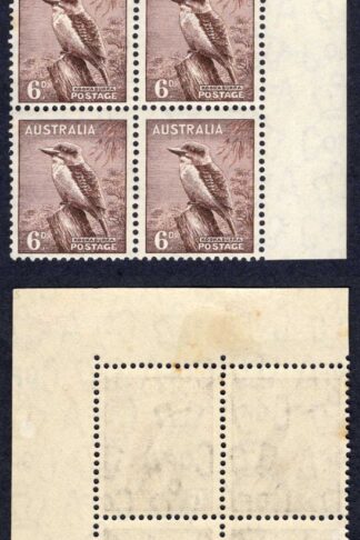 Australia SG172/ASC202z 6d purple-brown perf 13.5 x 14 Plate 2 Block VERY RARE