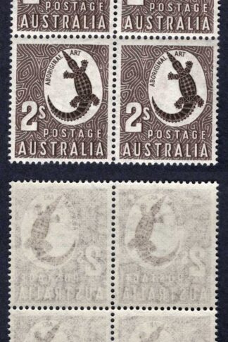 Australia SG224/ASC263a 2/- Crocodile VERY THIN PAPER Superb U/M Block