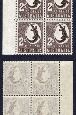 Australia SG224/ASC263a 2/- Crocodile VERY THIN PAPER Superb U/M Block