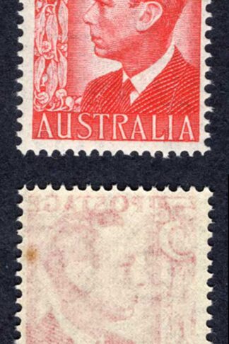 Australia ASC 251a 1951 3d scarlet on very thin paper U/M (tone spot)
