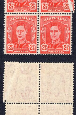 Australia SG206 2 1/2d scarlet GREAT PAPER FOLD M/M
