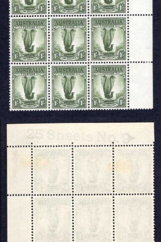 Australia SG230d/db 1/- No Wmk ROLLER FLAW x 6