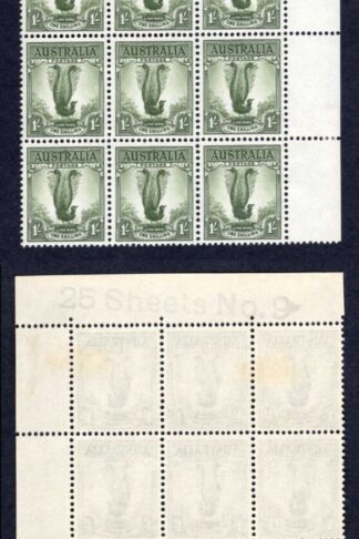 Australia SG230d/db 1/- No Wmk ROLLER FLAW x 6