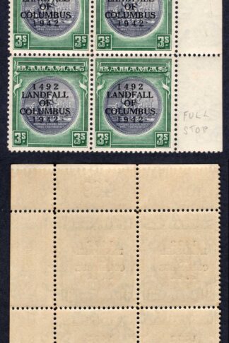 Bahamas SG173b Landfall 3/- slate-purple and myrtle-green stop after COLUMBUS