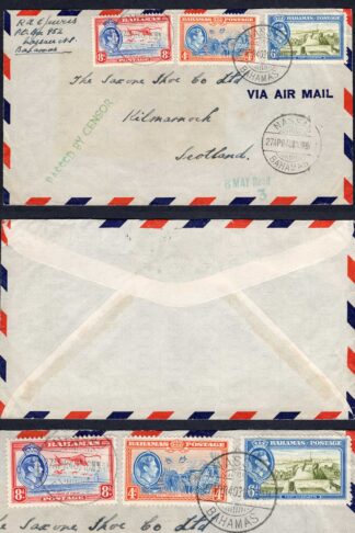 Bahamas SG158/60 1938 Set on Censor Cover