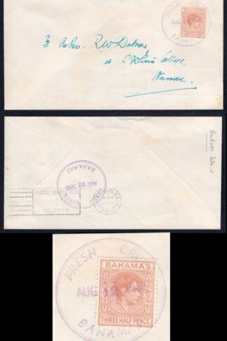 Bahamas SG151a 1 1/2d Pale red-brown on Cover FRESH CREEK (Andros Is) Pmk