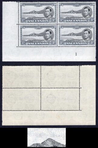 Ascension SG42ab 3d Grey Plate Block 10/2 Sky Retouch U/M