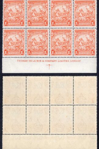 Barbados SG250a 1 1/2 perf 13.5 x 13 A of CA of Wmk omitted in the margin U/M