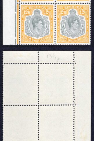 Bermuda SG120c 1946 12/6d grey and orange-yellow corner block of four Stamps U/M