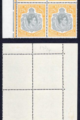 Bermuda SG120c 1946 12/6d grey and orange-yellow corner block of four Stamps U/M