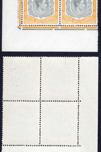 Bermuda SG120c 1946 12/6d grey and orange-yellow corner block of four Stamps U/M