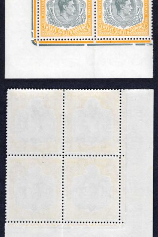 Bermuda SG120e 1950 (Aug) 12/6d grey and pale orange-yellow perf 13 U/M Block