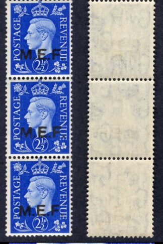 MEF SGM8a/b 1942 Nairobi 2 1/2d round and square stops in Mint Strip Cat 350 po