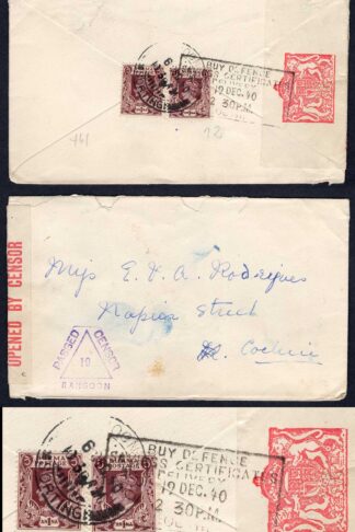 Burma SG22 KGVI 1a x 2 on a Censored Cover