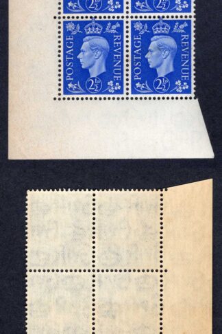 KGVI 2 1/2d Ultramarine A37 Cylinder 1 no dot U/M (toned) RARE Cat 750 pounds