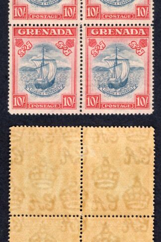 Grenada SG163a 10/- steel blue and bright carmine perf 14 (Narrow) M/M Cat 720