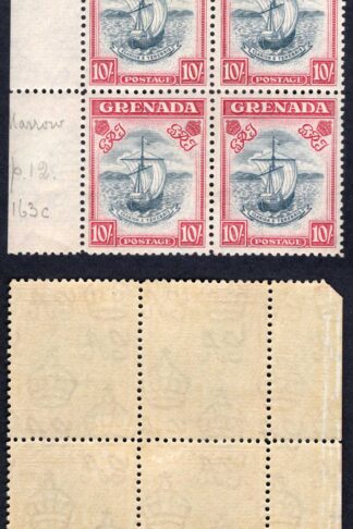 Grenada SG163c 1943 10/- slate-blue and bright carmine perf 12 (Narrow) Cat 220