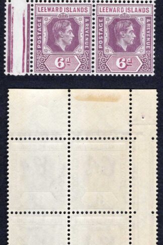 Leeward Is SG109b/ba 6d purple and deep magenta Broken E Cat 740 pounds