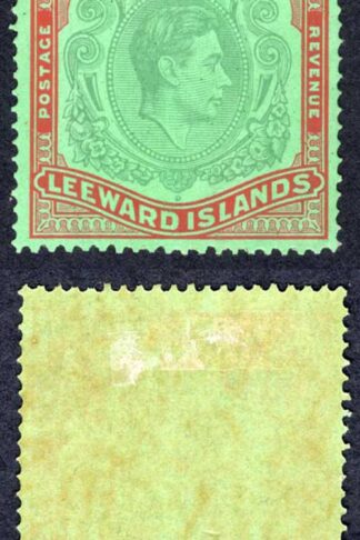 Leeward Is SG113a 10/- pale green and dull red/green ordinary paper M/M Cat 850