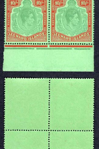 Leeward Is SG113c 10/- deep green and deep vermilion/green U/M Cat 400 pounds