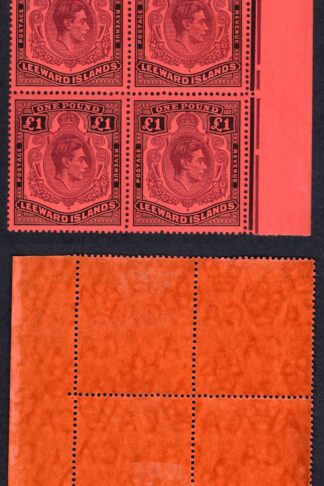 Leeward Is SG114 One pound brown-purple and black on red paper Cat 1600 pounds
