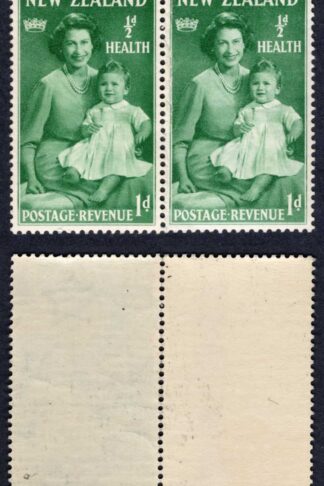 New Zealand SG701 1950 Health 1d + 1/2d Pair left stamp on DOUBLED Paper