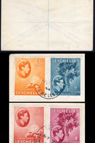 Seychelles 1940 Censor cover with KGVI 3c 9c 15c 75 and 1r grey-black