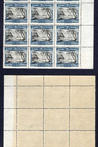 Cook Islands SG109 2 1/2d Wmk Single NZ Star U/M Corner Block of 15 Cat 22.52